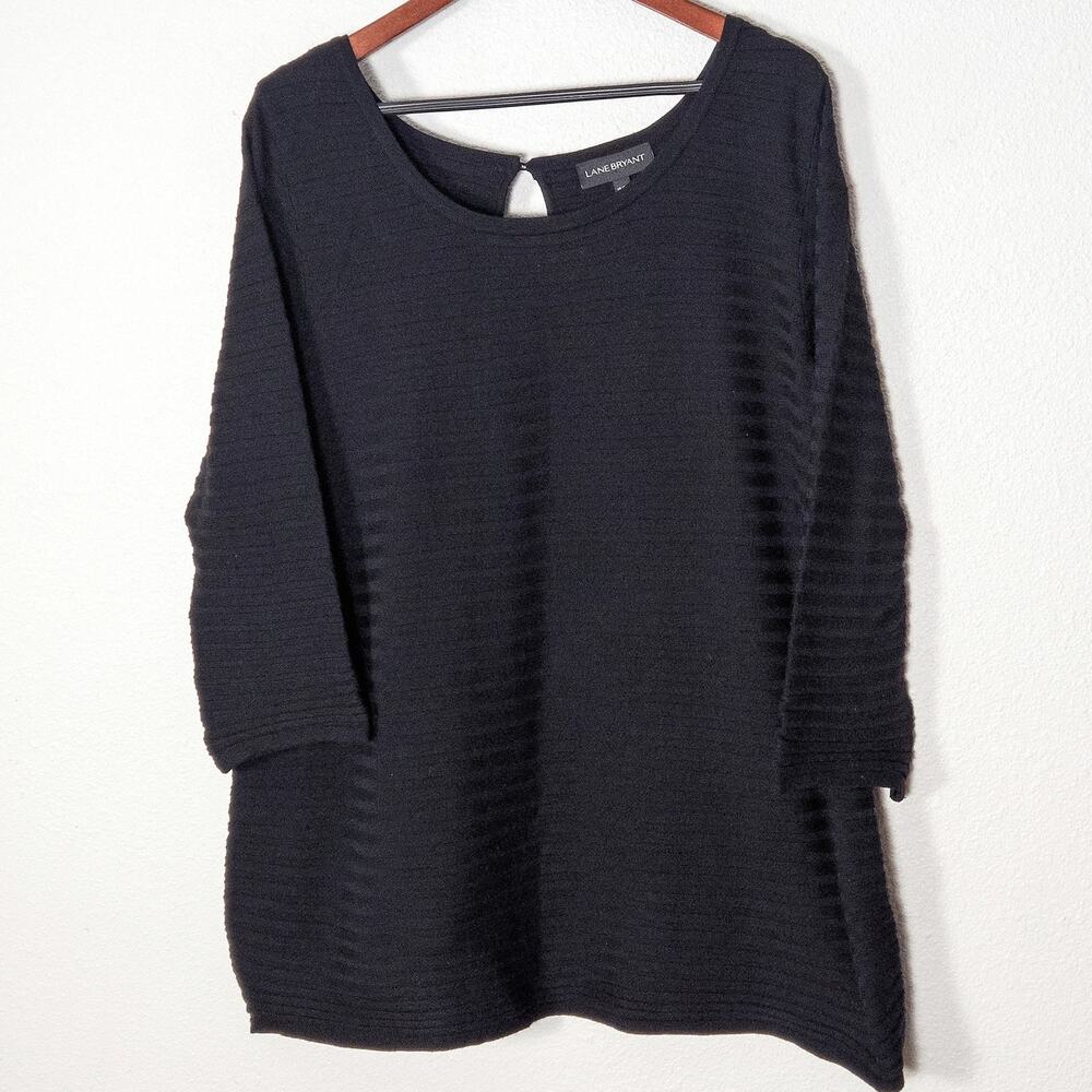 Lane Bryant Textured Knit Top Size 18 Black Modern Classic Workwear Minimal